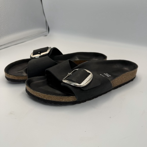 Birkenstock Shoes - Birkenstock Madrid Big Buckle Slide Sandal in Black Leather Size 42 (US 11)